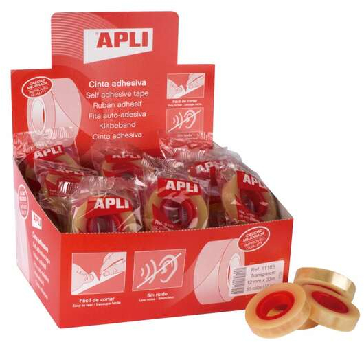 PACK 55 Cintas Adhesivas de 12mm x 33 metros. Apli 11169