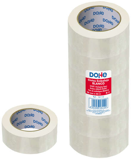 PACK 6 Precintos Embalaje BLANCO de 66 metros. Polipropileno. 48mm x 66 metros. Cinta de Embalar
