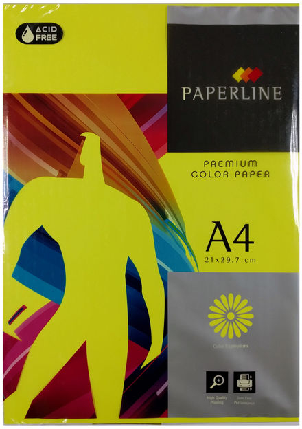 Papel A4 AMARILLO FLUOR. 500 hojas de 80gr