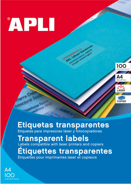Imagen extra Apli Etiquetas Translucidas Resistentes Intemperie 48.5 x 25.4mm 20 Hojas