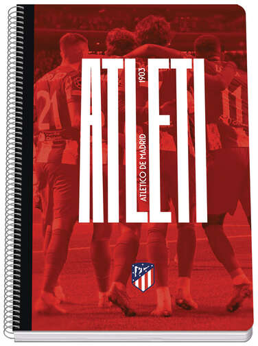 Cuaderno FOLIO Atletico de Madrid Atleti Espiral Tapa Rigida 80 Hojas 90gr Hojas con Cuadricula 4mm. DOHE
