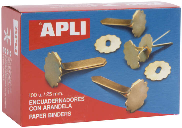 Encuadernadores Latón 25mm. Caja 100 ud sin arandela