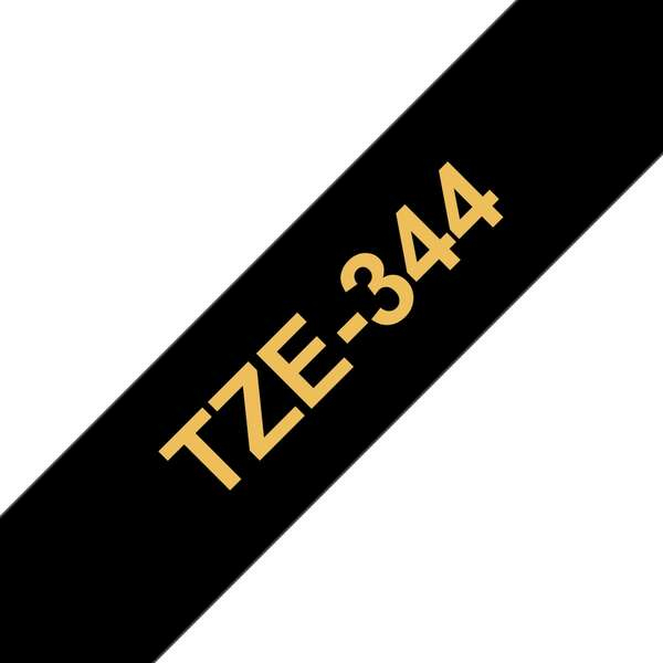 Imagen extra Brother TZe344 Cinta Laminada Original de Etiquetas Texto dorado sobre fondo negro Ancho 18mm x 8 metros