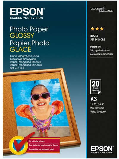 Epson Papel Fotografico Glossy A3 20 Hojas - 297x420mm - 200gr