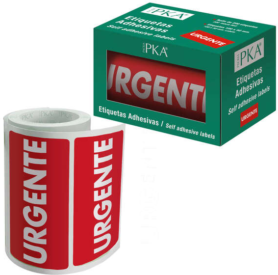 Rollo de 200 Etiquetas Adhesivas URGENTE de 100x50 mm. DOHE