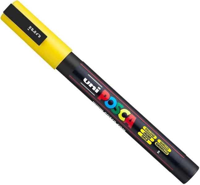 Imagen extra PACK de 4 rotuladores Posca PC-3M (Negro, Azul, Rojo y Amarillo), punta Fina 1,5mm Multisuperficie (cristal, madera, tela, plastico) 