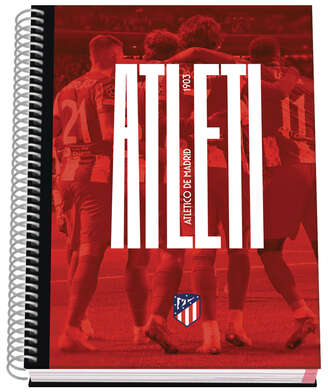 Cuaderno A5 MICROPERFORADO Atletico de Madrid Atleti Tapa Dura, 100 Hojas 90gr Hojas, Cuadricula 5mm. DOHE