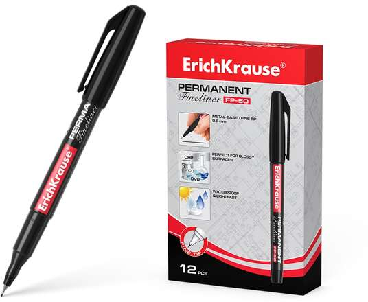 Rotulador ECONOMICO Permanente - Punta Fina de 0.6mm - NEGRO. Erichkrause  FP-50