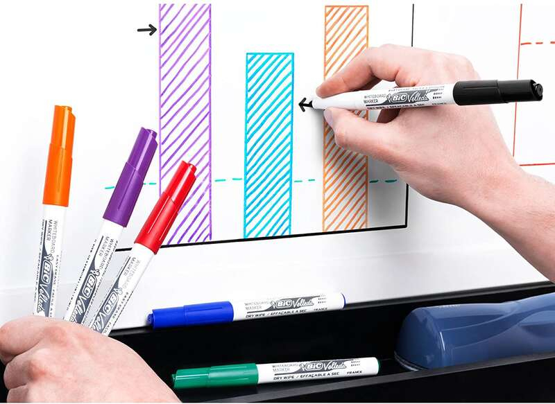 Imagen extra Bic Velleda 1741 Pack de 6 Rotuladores para Pizarra - Punta media con trazo de 1.4mm - Colores Surtidos