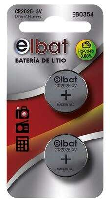 Pack de 2 Pilas Litio de Boton CR2025 3V Economicas