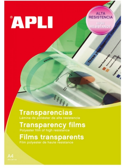 Caja 50 Transparencias de poliester para impresoras INKJET. Apli 1230