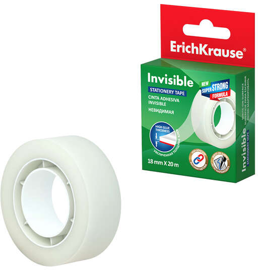 Cinta Adhesiva Invisible - 18mm x 20 metros - Transparente. Erichkrause 