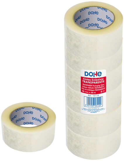 PACK 6 Precintos de embalar estandar 48mm x 66 metros. Transparente.