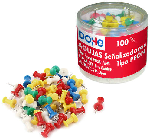 Caja de 100 Agujas de Señalizacion de colores Economicas.  Chinchetas Señalizadoras