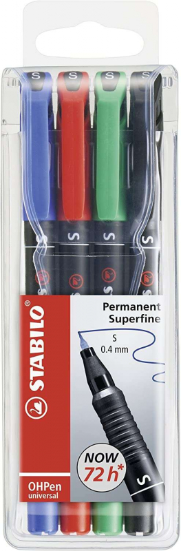 Stabilo OHPen Pack de 4 Rotuladores Permanentes. Colores Surtidos