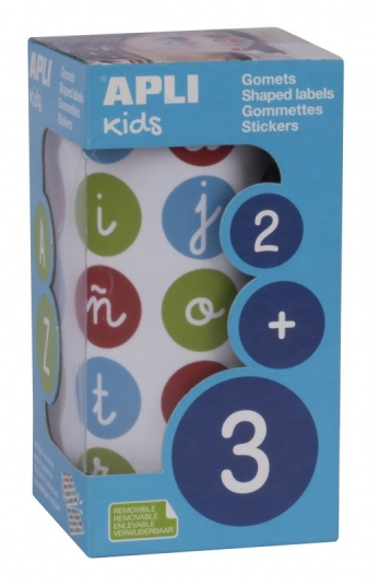 Apli Rollo de Gomets Redondos ABC Adhesivo Removible