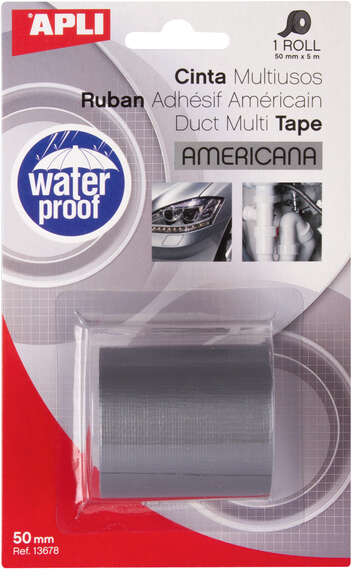 Cinta Americana Multiusos - 50mm x 5m - Gris. Apli 13678