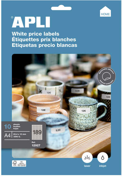 Imagen extra Apli Etiquetas Blancas Permanentes 25.4 x 10.0mm 10 Hojas