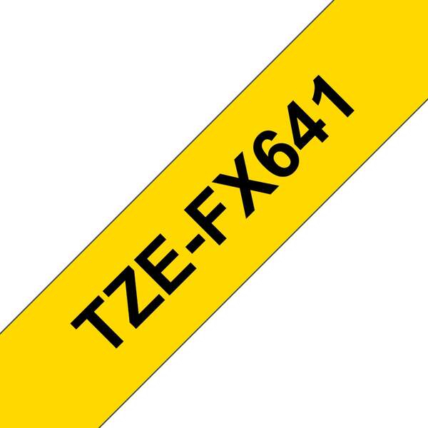 Imagen extra Brother TZeFX641 Cinta Laminada Flexible Original de Etiquetas Texto negro sobre fondo amarillo Ancho 18mm x 8 metros