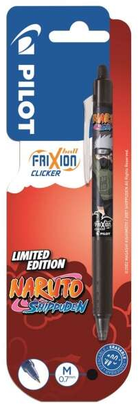 Pilot Frixion Clicker Naruto Shippuden Boligrafo de Gel Retractil Borrable - Grip de Agarre - Negro