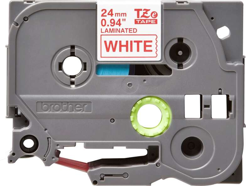 Brother TZe252 Cinta Laminada Original de Etiquetas Texto rojo sobre fondo blanco Ancho 24mm x 8 metros