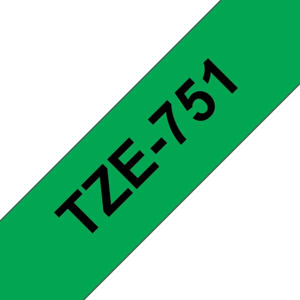 Brother TZe751 Cinta rotuladora Compatible de Etiquetas Texto negro sobre fondo verde Ancho 24mm x 8 metros