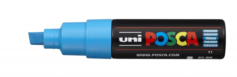 POSCA PC-8K TURQUESA, punta Biselada 8mm Multisuperficie (cristal, madera, tela, plastico)