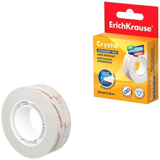 Cinta Adhesiva Crystal - 18mm x 33 metros - Transparente. Erichkrause 