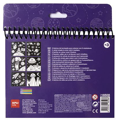 Imagen extra Apli Bloc de Dibujos de Terciopelo Negro - Incluye 5 Rotuladores - 6 Laminas - Ideal para Viajes - Estimula Creatividad y Concentracion