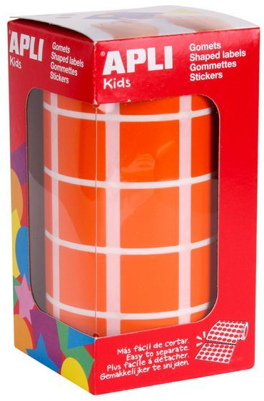 Apli Rollo de Gomets Cuadrados 20x20 mm. Naranja