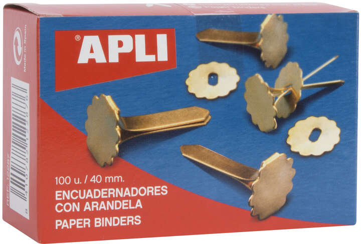 Encuadernadores Latón 40mm. Caja 100 ud sin arandela