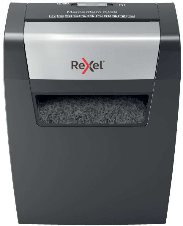Rexel Destructora Papel Momentum x406 P4, Corte Confeti 4x30mm capacidad 15L Negro