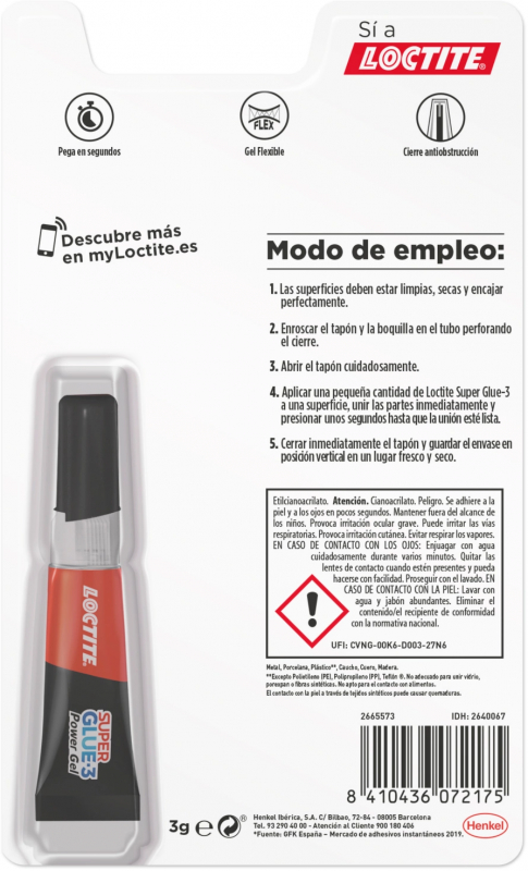 Imagen extra Pegamento instantaneo Super Glue 3 PowerFlex Gel Loctite SuperGlue