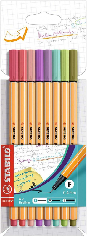Stabilo Point 88 Pack de 8 Rotuladores de Punta Fina de Fibra. Colores Surtidos