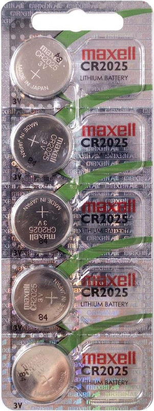 PACK 5 Pilas Litio Boton CR2025 Maxell