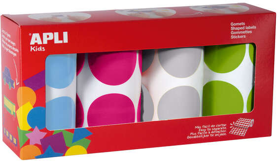 Apli Pack de 4 Rollos de Gomets Redondos 45mm diametro 