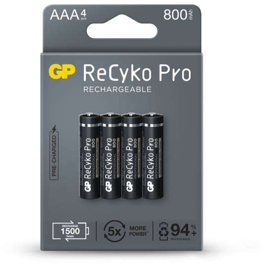 GP ReCyko Pro Pack de 4 Pilas Recargables 800mAh AAA 1.2V