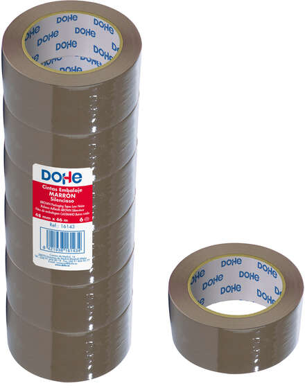 PACK 6 Precintos Embalaje BAJO RUIDO Marron 66 metros. Polipropileno. 48mm x 66 metros. Cinta de Embalar