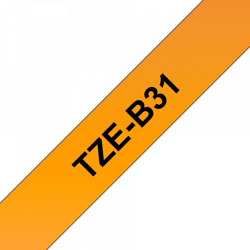 Imagen extra Brother TZeB31 Cinta Laminada Fluorescente Original de Etiquetas Texto negro sobre fondo naranja Ancho 12mm x 5 metros