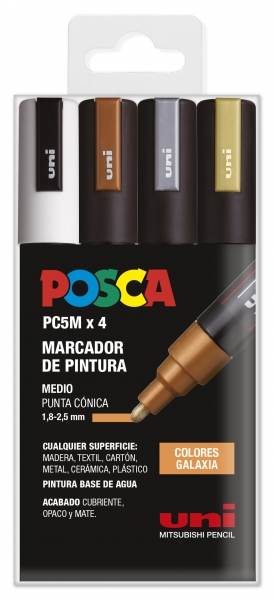 PACK 4 Rotuladores Posca PC-5M COLORES GALAXIA Punta de Bala 1.8-2.5mm