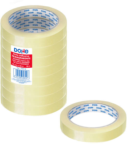 PACK 8 Cintas Adhesivas Transparente 19mm x 66 metros. Dohe 