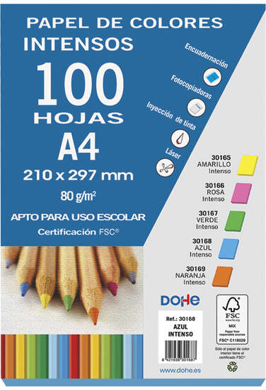 Papel A4 AZUL 100 Hojas 80gr 