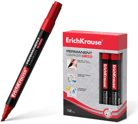 Rotulador permanente ECONOMICO Punta Biselada ROJO. P-300