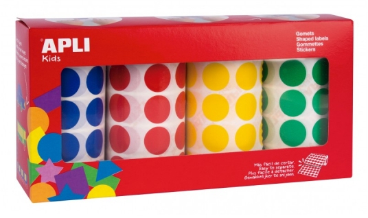 Apli Pack de 4 Rollos de Gomets Redondos