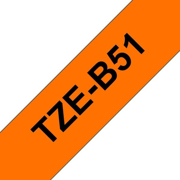 Imagen extra Brother TZeB51 Cinta Laminada Fluorescente Original de Etiquetas Texto negro sobre fondo blanco Ancho 24mm x 5 metros