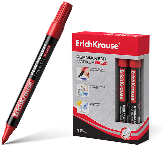 Rotulador ECONOMICO Permanente - Punta redonda - ROJO. Erichkrause P-200