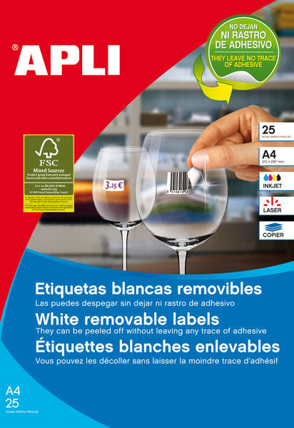 Imagen extra Apli Etiquetas Blancas Removibles 35.6 x 16.9mm 25 Hojas