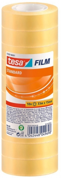 Pack de 10 Cintas Autoadhesivas Transparentes 15mm x 33 metros Tesa Tesafilm Standard 
