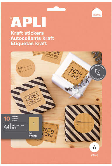 Imagen extra Apli Etiquetas Kraft Permanentes 210.0 x 297.0mm 10 Hojas