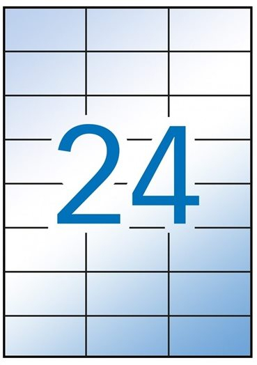 Etiquetas Transparentes Apli 1224. Caja 20 Hojas con 24 Etiquetas por hoja de 70x37 mm. 480 Etiquetas total